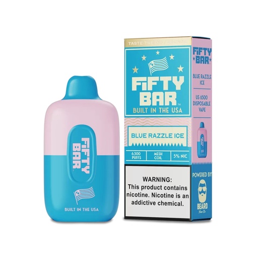 [Q-2000-03] FIFTY BAR 16ML 6500 PUFFS 5PK (Blue Razz Ice)