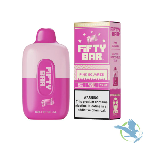 [Q-2000-06] FIFTY BAR 16ML 6500 PUFFS 5PK (Pink Squares)
