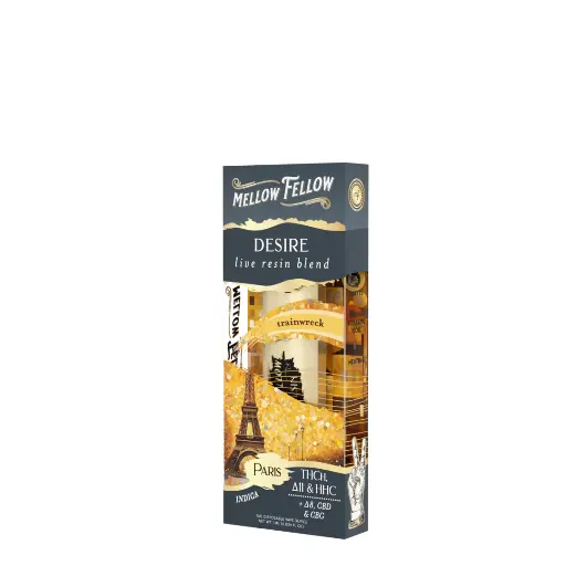 [T-1186-08] MELLOW FELLOW LIVE RESIN BLEND 1ML DISPOSABLE 6 pk Box (Trainwreck Indica)