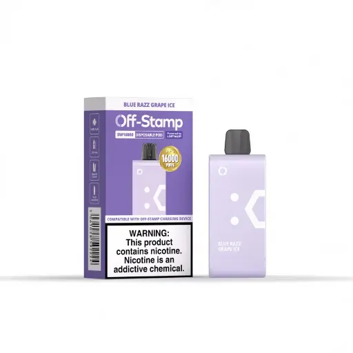 [Q-2942-03] OFF STAMP 16,000 Puff POD 17ML 5PK (Blue Razz Grape Ice)