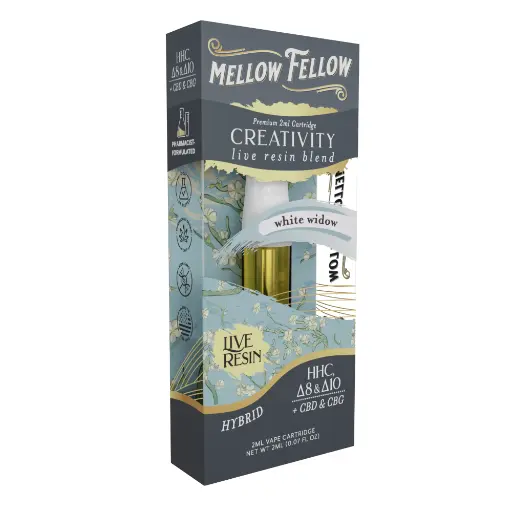[T-1183-06] MELLOW FELLOW LIVE RESIN 2ML CARTRIDGE 6pk Box (White Widow)