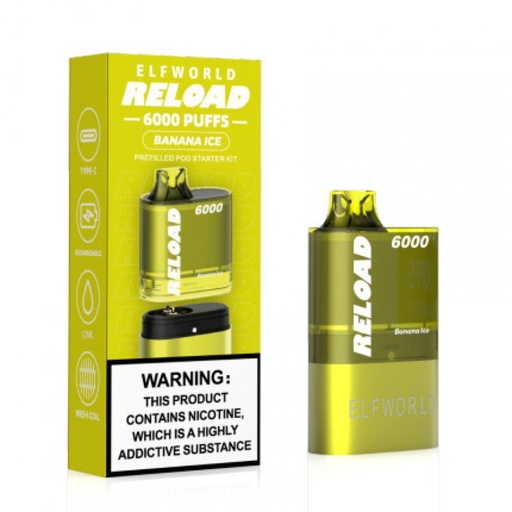 [Q-1822-06] ELFWORLD RELOAD REPLACEABLE POD 6000PUFF 12ML (Banana Ice)