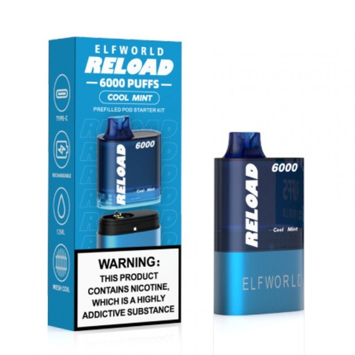 [Q-1822-01] ELFWORLD RELOAD REPLACEABLE POD 6000PUFF 12ML (Cool Mint)