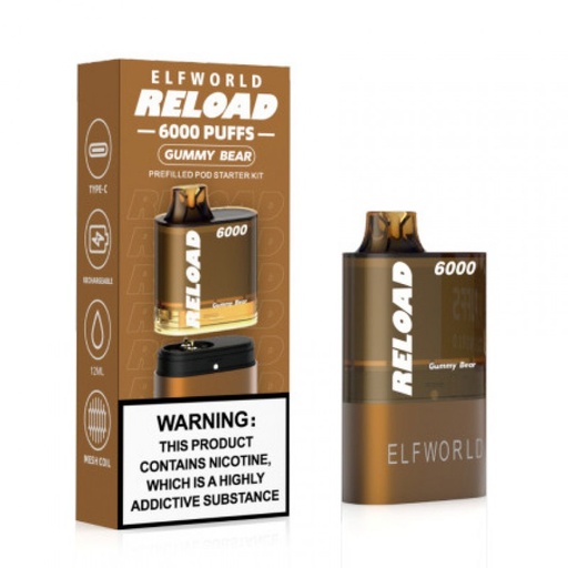[Q-1822-03] ELFWORLD RELOAD REPLACEABLE POD 6000PUFF 12ML (Gummy Bear)