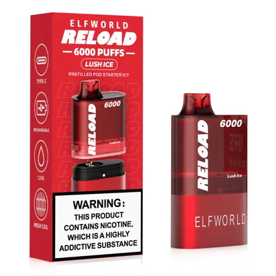 [Q-1822-04] ELFWORLD RELOAD REPLACEABLE POD 6000PUFF 12ML (Lush Ice)