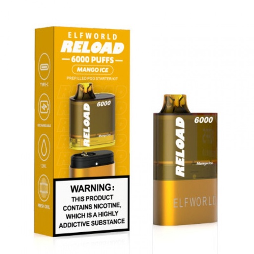 [Q-1822-05] ELFWORLD RELOAD REPLACEABLE POD 6000PUFF 12ML (Mango Ice)