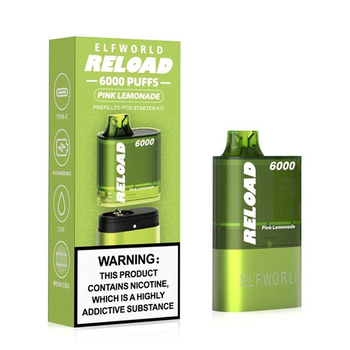 [Q-1822-10] ELFWORLD RELOAD REPLACEABLE POD 6000PUFF 12ML (Pink Lemonade)