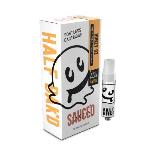 [T-1077-01] HALF BAK'D LIVE RESIN SAUCE'D EXOTIC THC-P 2G CARTRIDGES 5pk Box (Honey OZ)
