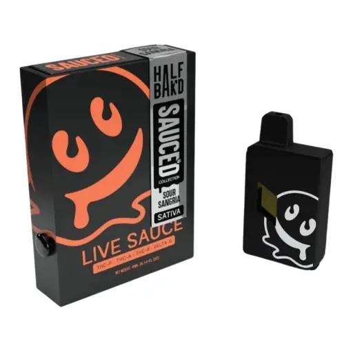 [T-1089-01] HALF BAK’D LIVE RESIN SAUCE’D DISPOSABLE 4G 5pk Box (Sour Sangria)