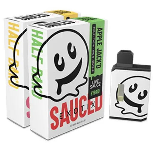 [T-1078-04] HALF BAK'D LIVE RESIN SAUCE'D EXOTIX THC-P 4G DISPOSABLES 5pk Box (Apple Jack'd)
