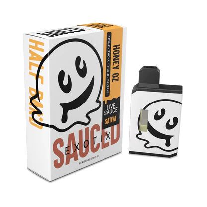 [T-1078-05] HALF BAK'D LIVE RESIN SAUCE'D EXOTIX THC-P 4G DISPOSABLES 5pk Box (Honey Oz)
