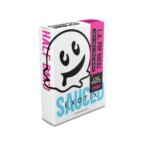 [T-1078-02] HALF BAK'D LIVE RESIN SAUCE'D EXOTIX THC-P 4G DISPOSABLES 5pk Box (L.A. Pop Rockz)