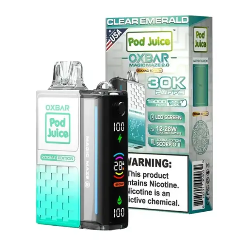 [Q-3098-02] POD JUICE X OXBAR MAGIC 30K PUFFS 13ML 5PK (Clear Emerald)