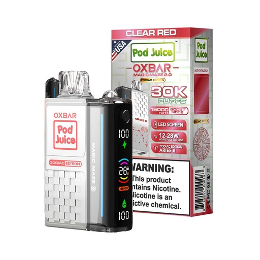 [Q-3098-04] POD JUICE X OXBAR MAGIC 30K PUFFS 13ML 5PK (Clear Red)