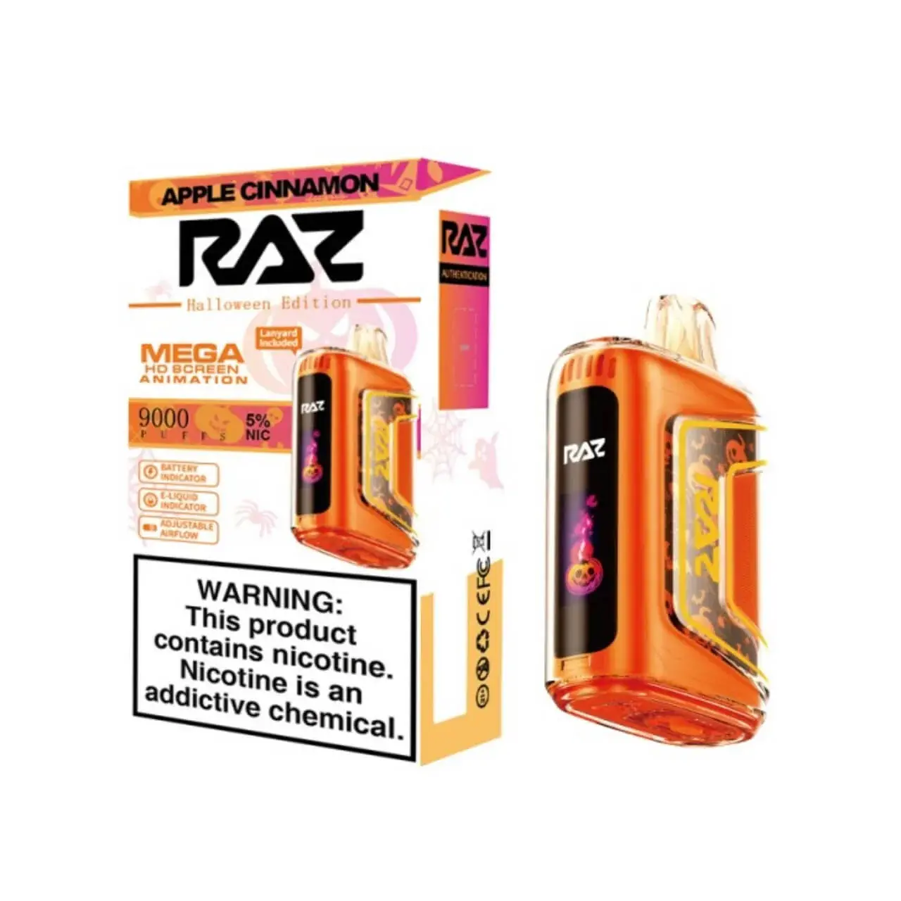 [Q-3209-27] RAZ TN9000 DISPOSABLE VAPE 5PK 12ML (Apple Cinnamon)