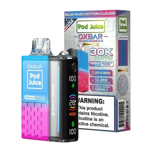 [Q-3098-06] POD JUICE X OXBAR MAGIC 30K PUFFS 13ML 5PK (Blue Razz Cotton Clouds)