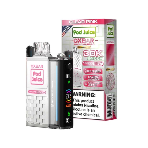 [Q-3098-22] POD JUICE X OXBAR MAGIC 30K PUFFS 13ML 5PK (Clear Pink)