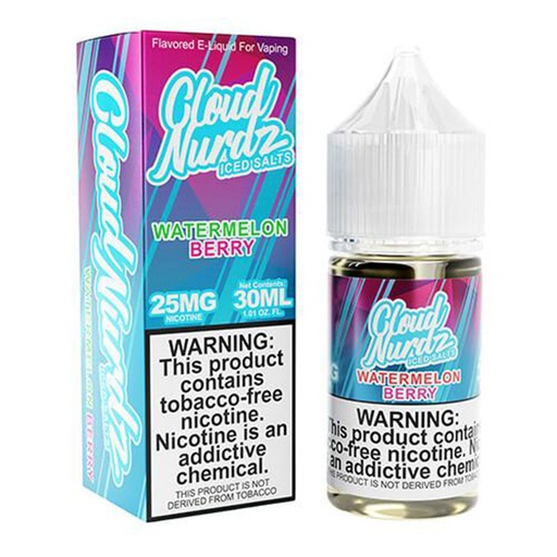 [Q-1628-23] CLOUD NURDZ SALTS ICED 30ML (50MG, Watermelon Berry)