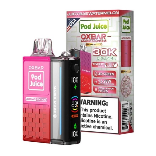 [Q-3098-30] POD JUICE X OXBAR MAGIC 30K PUFFS 13ML 5PK (Juicy Bae Watermelon)