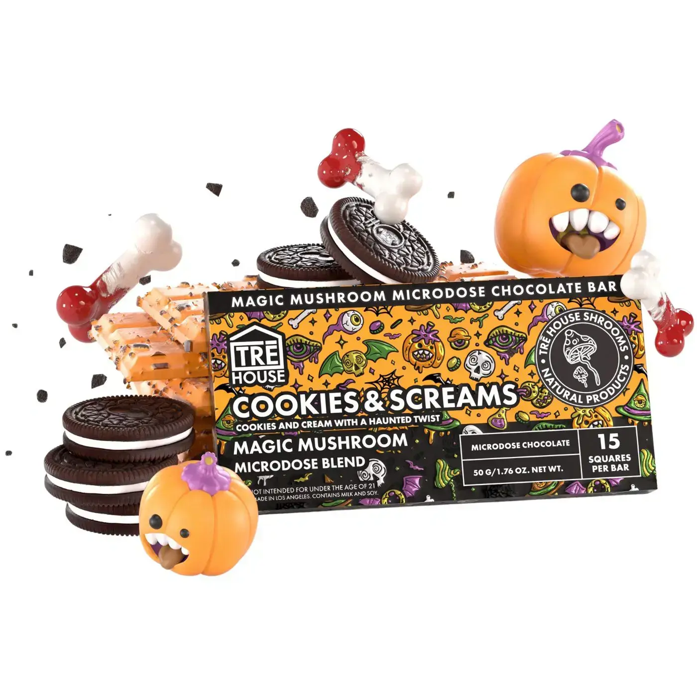 [Q-4351-03] TRE HOUSE MAGIC MUSHROOMS CHOCOLATE BAR 10PK a Box (Cookies & Screams)