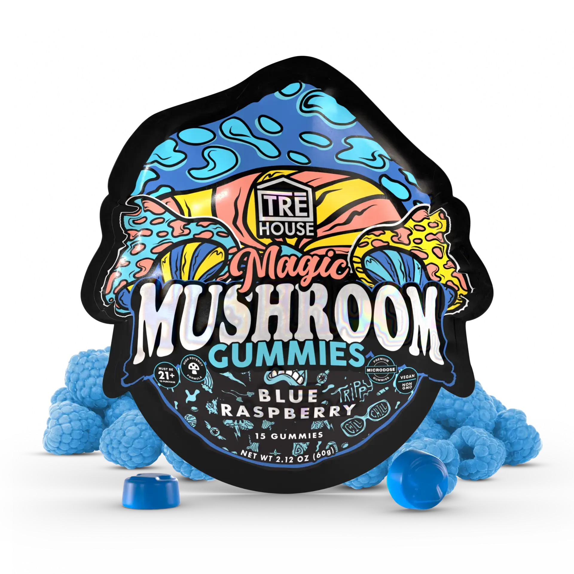 [Q-4353-01] TRE HOUSE MUSHROOM GUMMIES 15ct 10PK Box (Blue Raspberry)