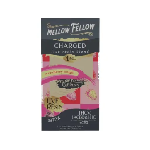 [T-1185-18] MELLOW FELLOW LIVE RESIN 4ML DISPOSABLE 6pk Box (Strawberry Cough)