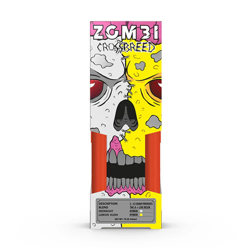 [Q-4268-01] ZOMBI 7g Crossbreed Juggernaut Disposables THC-A 6PK DISPLAY (Hybrid)