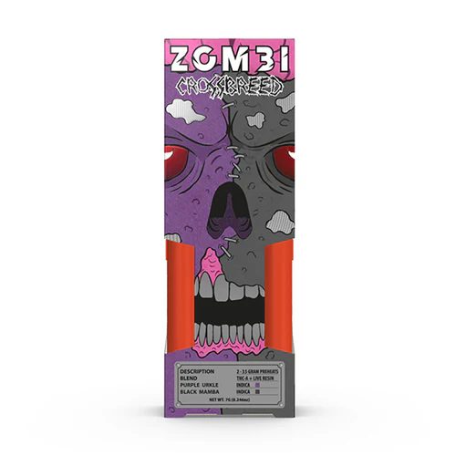 [Q-4268-02] ZOMBI 7g Crossbreed Juggernaut Disposables THC-A 6PK DISPLAY (Indica)