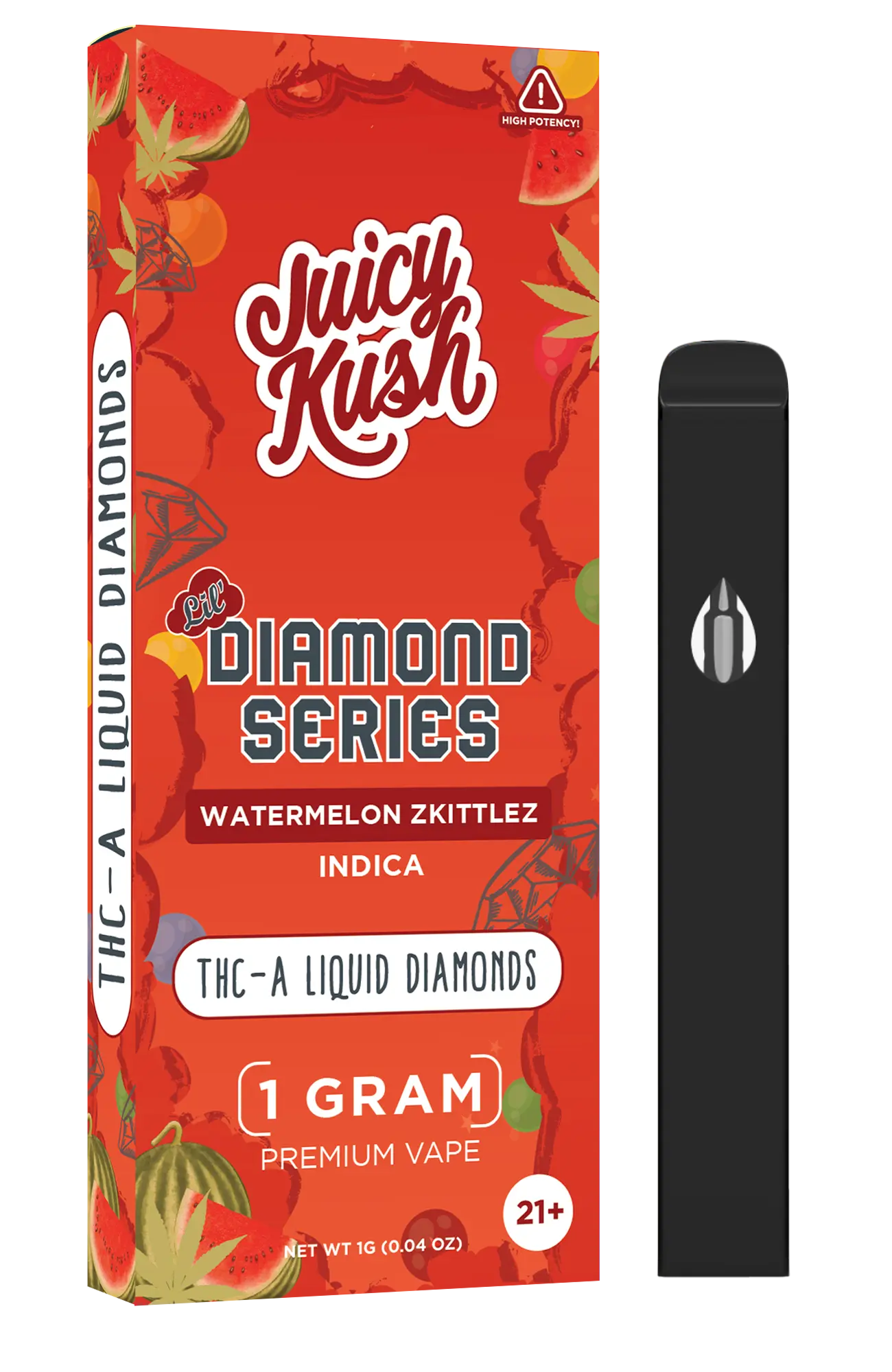 [Q-4257-02] JUICY KUSH 1G Disposable THC-A 5PK a Box (Watermelon Zkittlez)