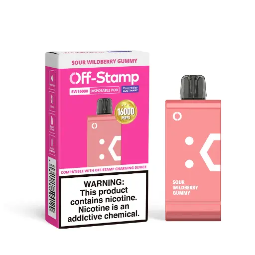 [Q-2942-10] OFF STAMP 16,000 Puff POD 17ML 5PK (Sour Wildberry Gummy)