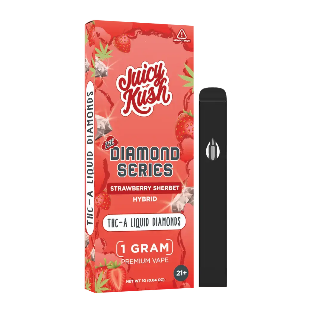 [Q-4257-10] JUICY KUSH 1G Disposable THC-A 5PK a Box (Strawberry Sherbet)
