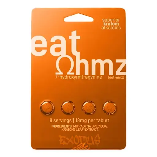 [Q-1784-07] EAT OHMZ (7-HYDROXYMITRAGYNINE) KRATOM Capsules  (Neon Orange 4CT 200MG 6PK)