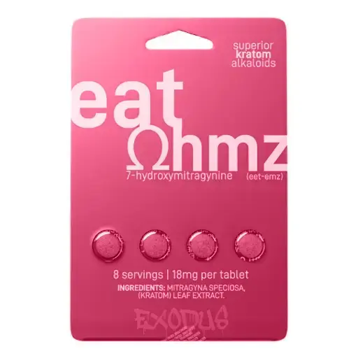 [Q-1784-08] EAT OHMZ (7-HYDROXYMITRAGYNINE) KRATOM Capsules  (Pink 4Ct 100MG 6PK)