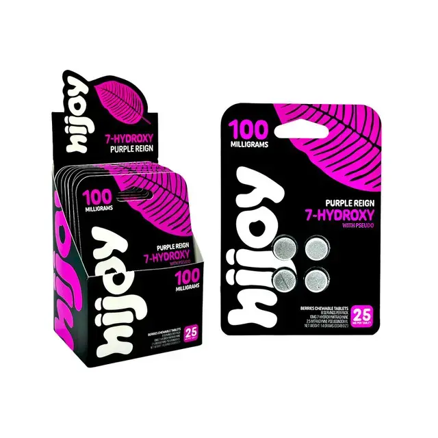 [Q-4739-01] 7-Hydroxie Hijoy with Pseudo 25mg 2CT Chewable tablets 20PK (PURPLE REIGN)