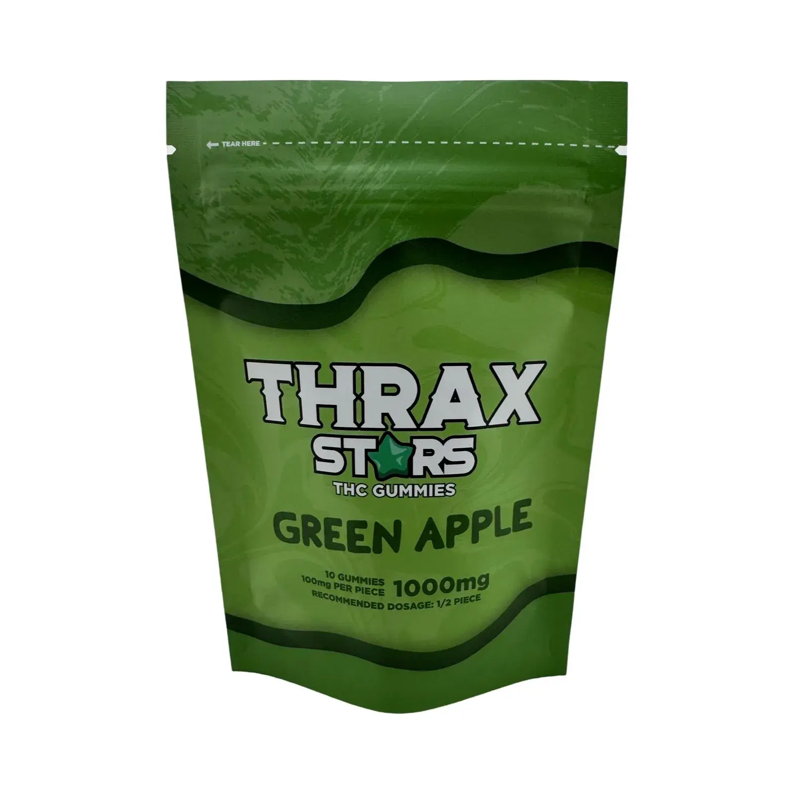 [Q-4774-05] THRAX GUMMIES 10 STARS Delta 8 1000MG (Green Apple)