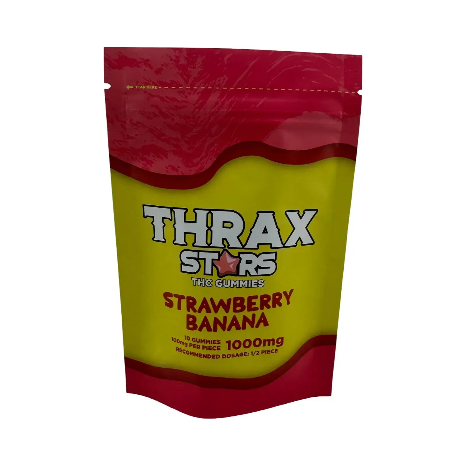 [Q-4774-07] THRAX GUMMIES 10 STARS Delta 8 1000MG (Strawberry Banana)