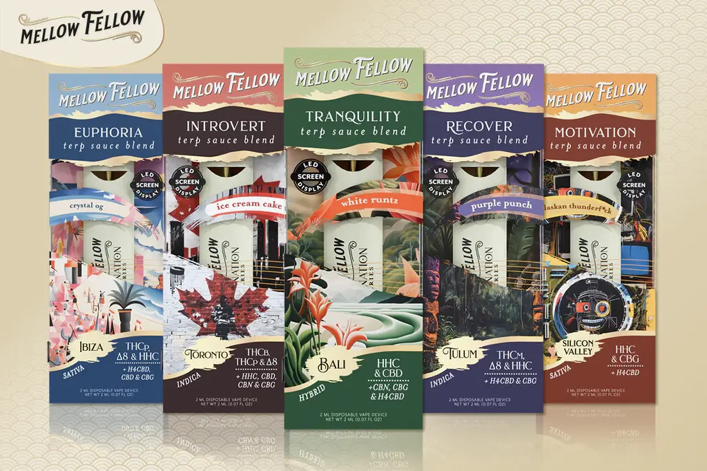 [T-1267-08] MELLOW FELLOW 2ML TERP SAUCE Cartridge 6PK a Box (Kali Mist (Sativa))