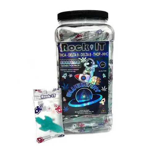 [Q-4791-01] ROCK IT GUMMIES 1200MG PER PC 70CT JAR THC-P/HHC/D8-9 (Blueberry)