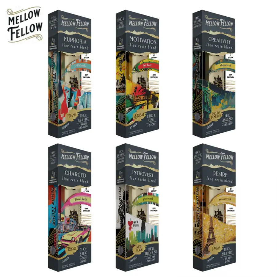 [Q-4794-02] Mellow Fellow 1ML Disposable Live Resin 6PK a Box (Gas Mask)