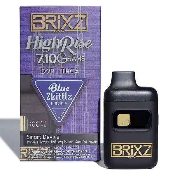 [Q-4803-02] DAZED BRIXZ 7.1G HIGH RISE D9P | THCA 5pk Box (BLUE ZKITTLZ)
