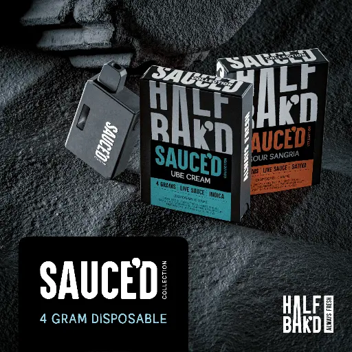 [Q-4817-01] Half Bak'd Live Resin SAUCE'D THC-P 4G Disposables - 5 Pack (Holy Moly Hybrid)