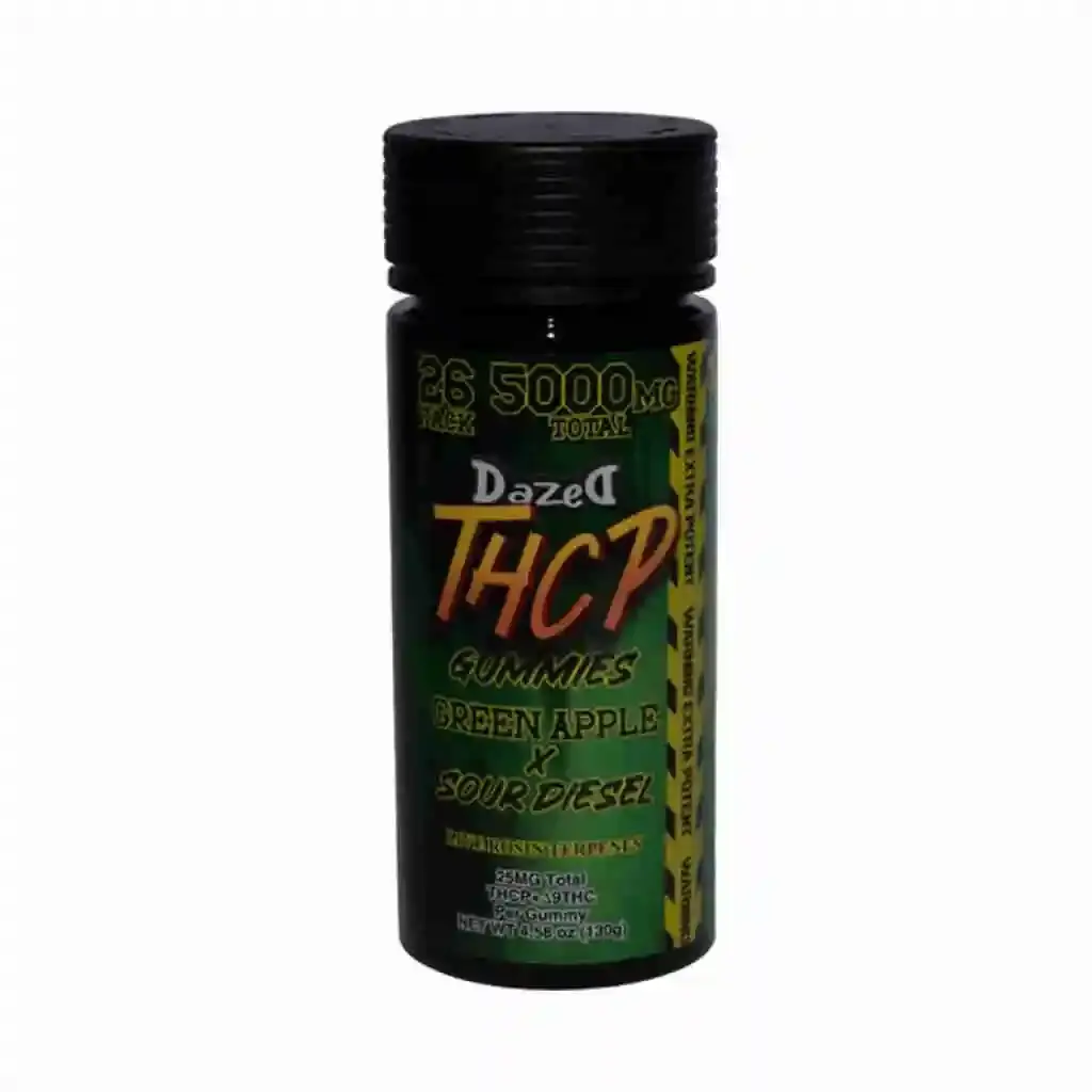 [Q-4830-03] Dazed THCP Gummy Jar 26PK 193MG each 5000MG (Green Apple)