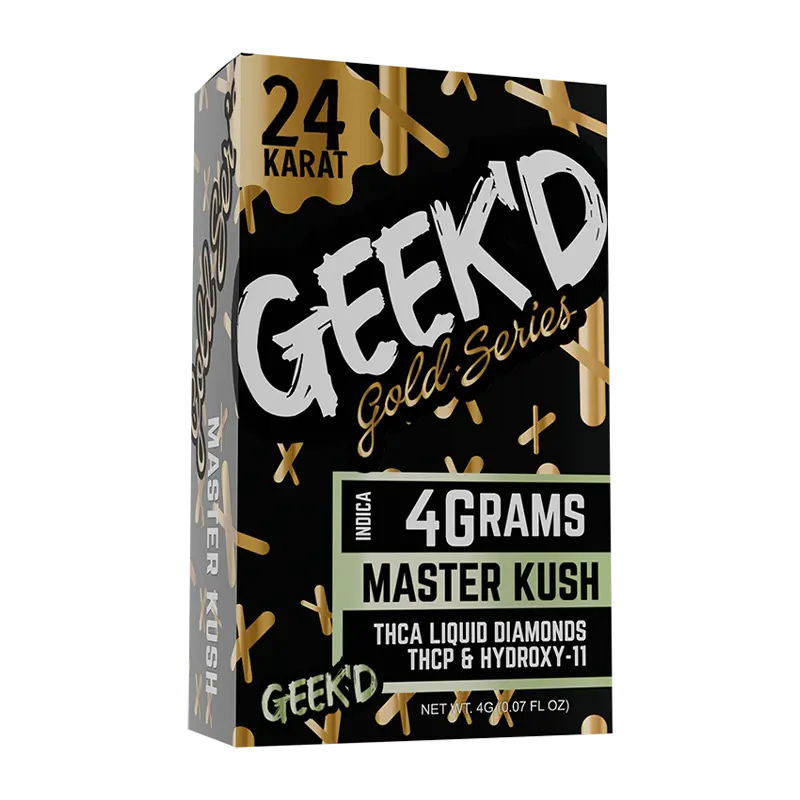 [T-1305-02] GEEK’D EXTRACTS GOLD SERIES 4 GRAM DISPOSABLE (MASTER KUSH – INDICA)