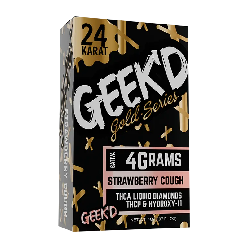 [T-1305-04] GEEK’D EXTRACTS GOLD SERIES 4 GRAM DISPOSABLE (STRAWBERRY COUGH – SATIVA)